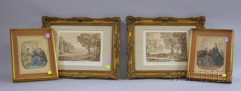 Appraisal: Two Pairs of Giltwood-framed Prints two John Boyden engravings depicting