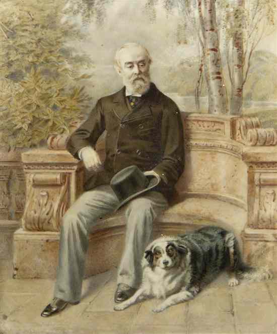 Appraisal: Artist Unknown th century A Gentleman and his Dog gouache