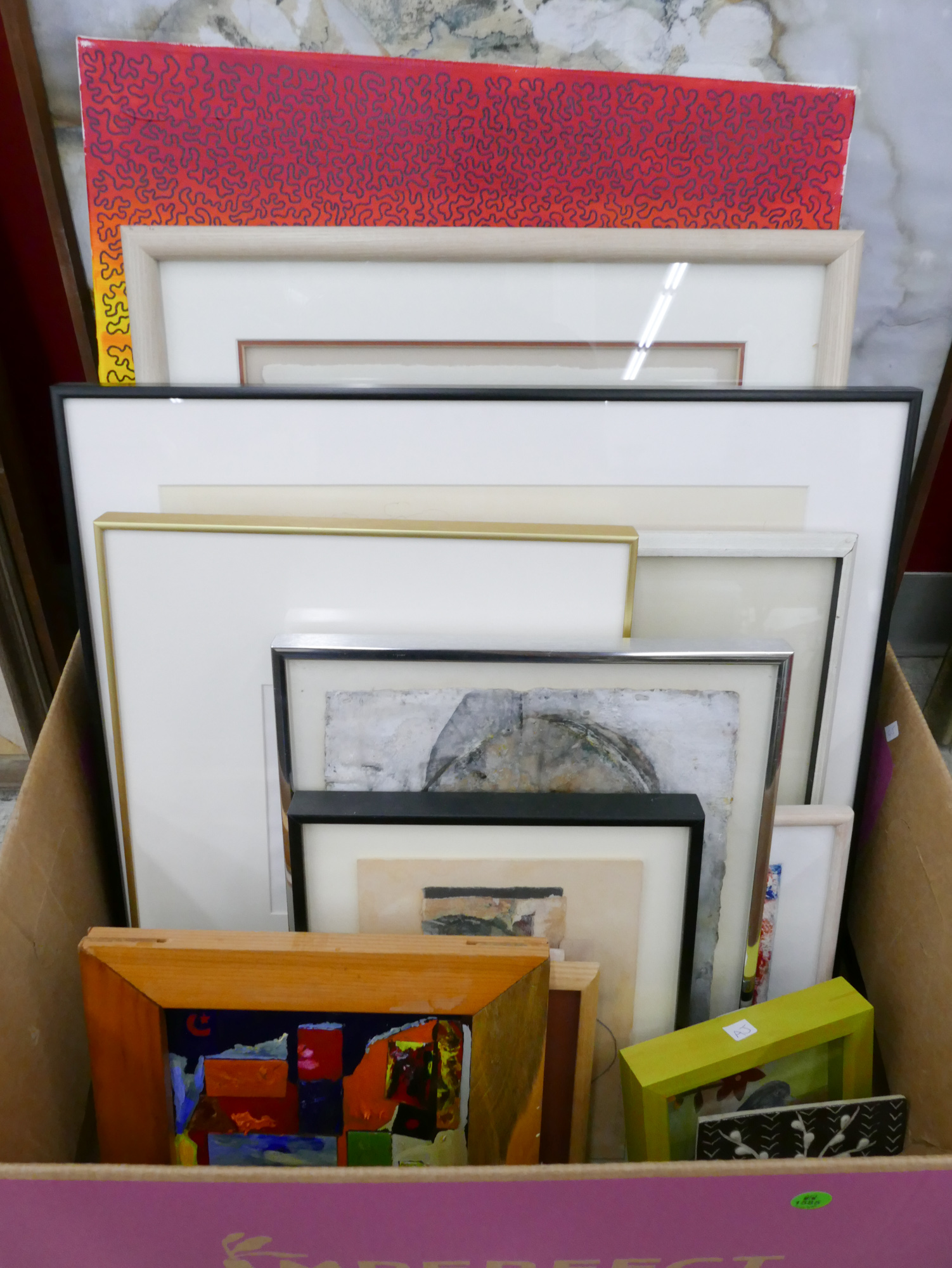 Appraisal: Box pc Modern Small Artworks Framed ''x '' Largest -