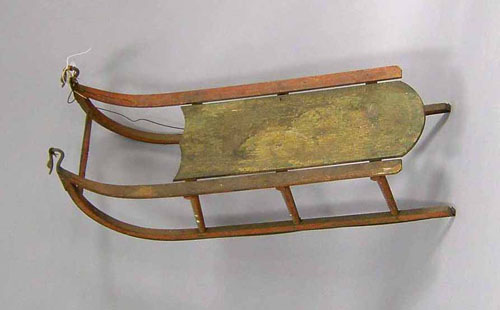 Appraisal: Child's Victorian sled with swan finials l