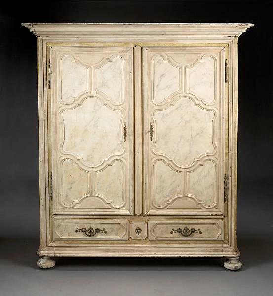 Appraisal: A R gence later painted oak armoire first half th