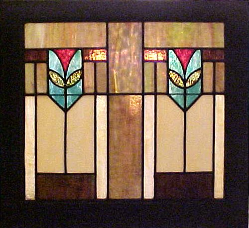 Appraisal: Colorful American Art Deco Stained Glass Window Artist American Art