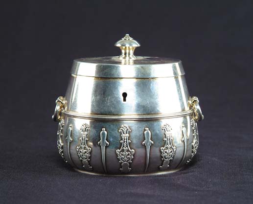 Appraisal: INTERESTING REPRODUCTION STERLING SILVER TEA CADDY Marked Hunt Roskell Late