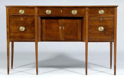 Appraisal: Georgia Federal walnut sideboard or huntboard dovetailed drawers with yellow