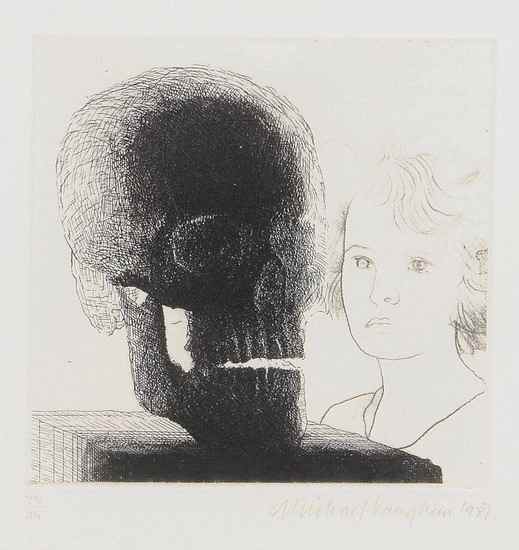 Appraisal: Michael Vaughan b Death and the Maiden etching with aquatint