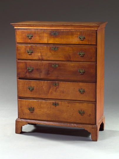 Appraisal: Good American Chippendale Figured Maple Tall Chest fourth quarter th