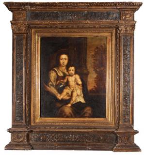 Appraisal: MADONNA CHILD PAINTING ON COPPER AN ITALIAN OR HISPANO-FLEMISH OIL