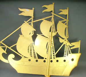 Appraisal: A copper -gilt weathervane modelled as a three masted galleon