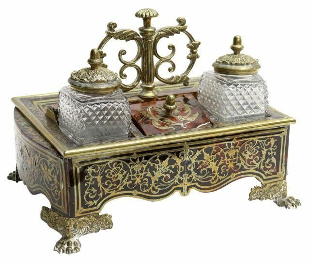 Appraisal: French Napoleon III period Boulle work desk stand c s