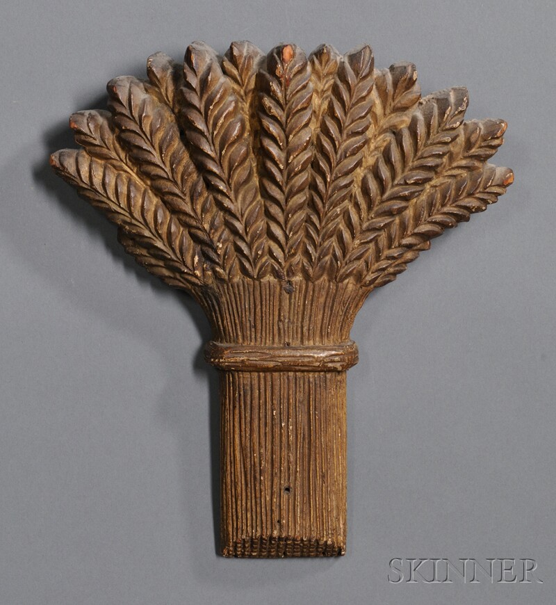 Appraisal: Gilt Sheaf of Wheat Carving America th century relief-carved in