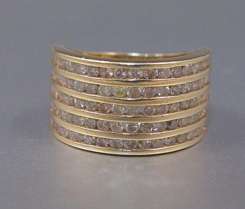 Appraisal: FIVE WIDE BAND CTW DIAMOND RING K yellow gold ring