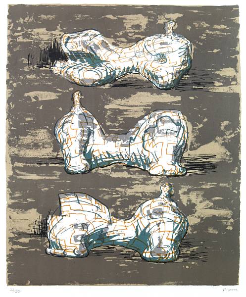 Appraisal: Property of various owners Three Reclining Figures C Lithograph in