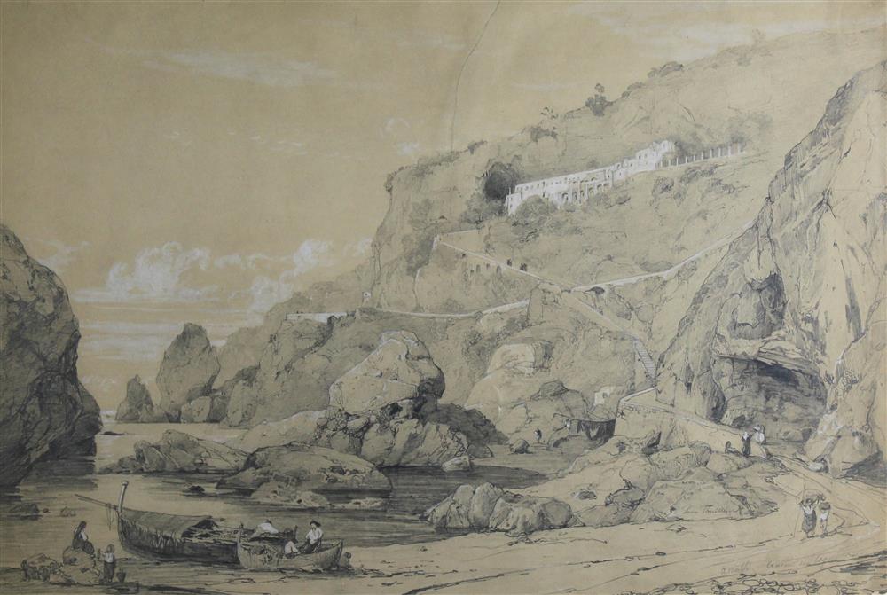 Appraisal: PIERRE THUILLIER FRENCH - THE AMALFI COAST Graphite watercolor and