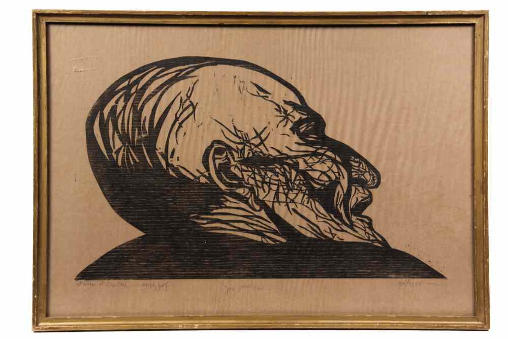 Appraisal: WOOD BLOCK PRINT BY LEONARD BASKIN- Mantegna at Erimitani Ink