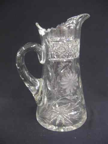 Appraisal: Cut Glass Pitcher floral with hobstar band '' tall