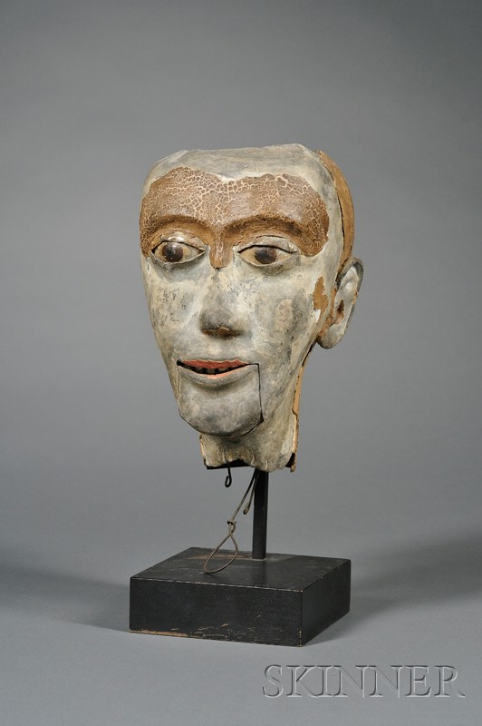 Appraisal: Molded Copper Brass and Zinc Ventriloquist's Dummy Head New York