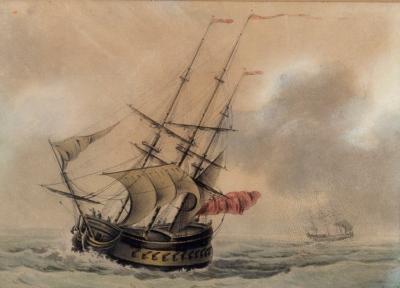 Appraisal: Samuel Atkins British - Three Masted Man O' War in