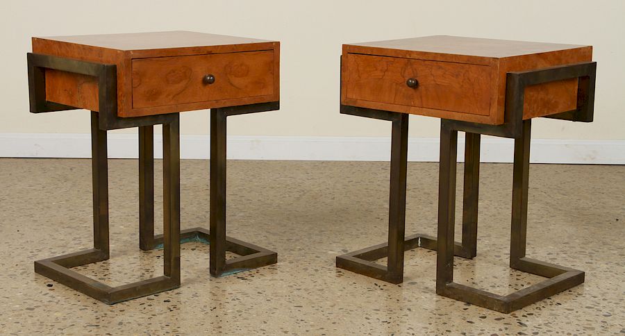 Appraisal: PR FRENCH SINGLE DRAWER WALNUT TABLES A pair of French