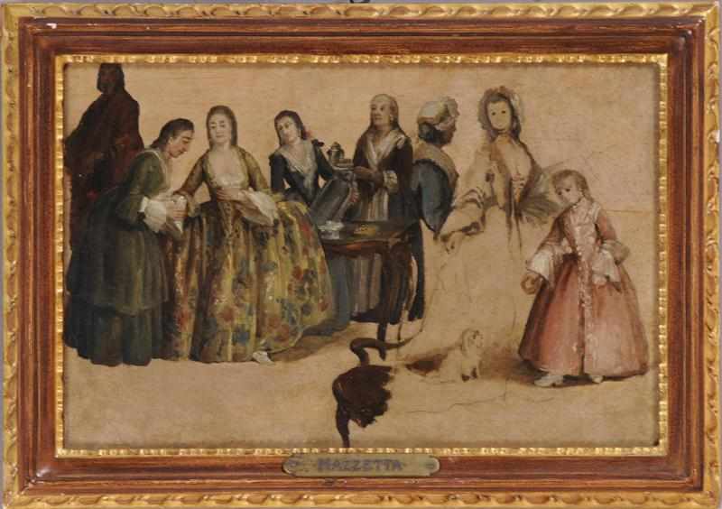 Appraisal: SCHOOL OF PIETRO LONGHI FIGURE STUDY Oil on paper laid