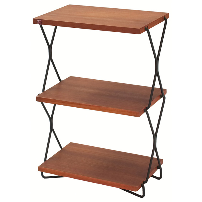 Appraisal: Italian magazine rack maker unknown three cherry shelves with black