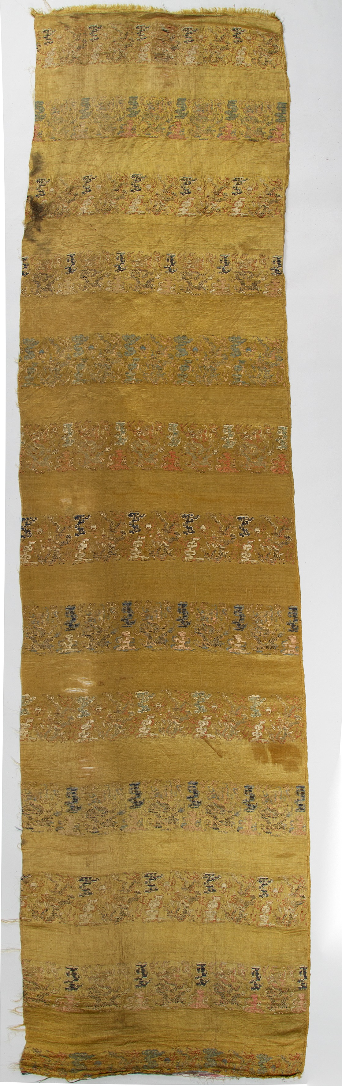 Appraisal: Partial bolt of yellow silk brocade Chinese possibly late Ming