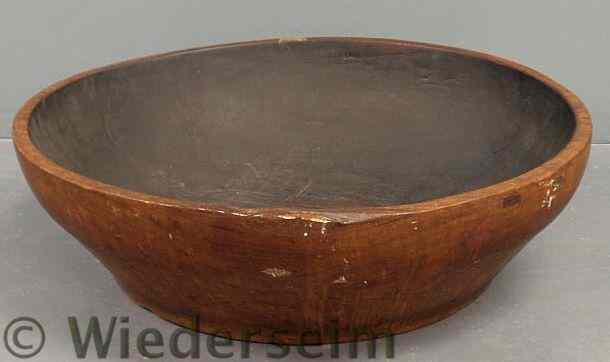 Appraisal: Massive carved walnut bowl probably th c h x diam