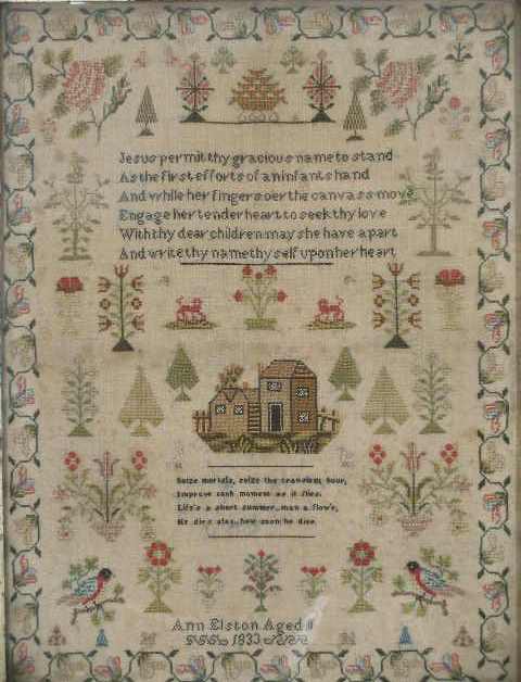 Appraisal: Sampler with verse English school th century Signed Ann Elston