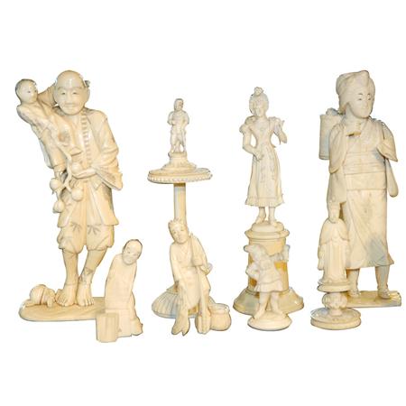 Appraisal: Group of Ivory Figures and Figural Groups Estimate nbsp nbsp