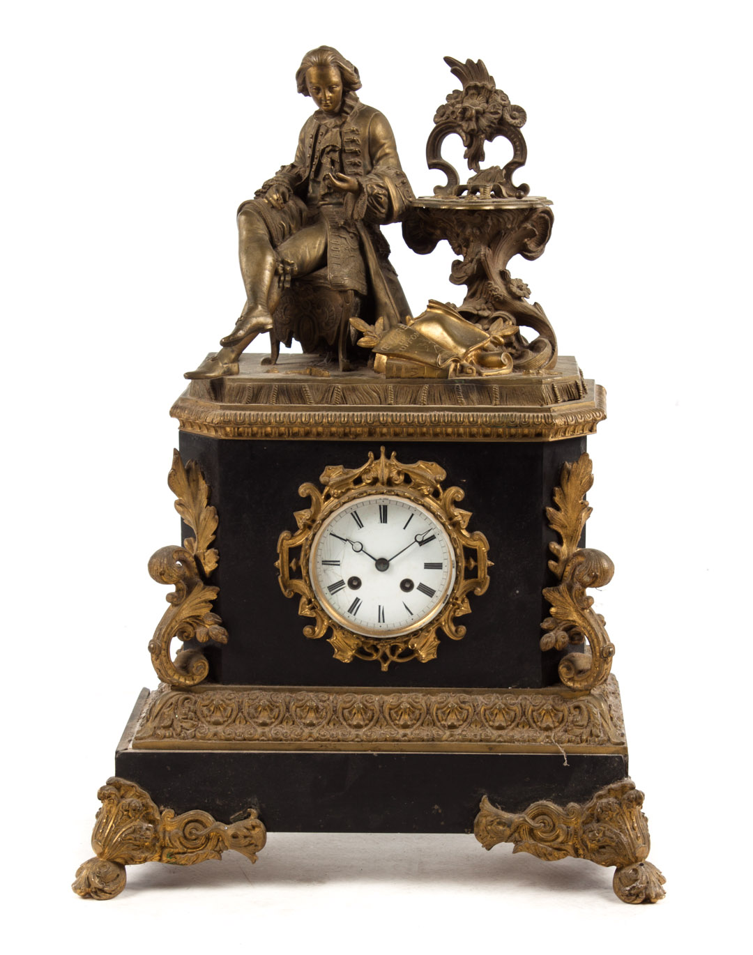 Appraisal: Napoleon III bronze marble figural mantel clock third quarter- th