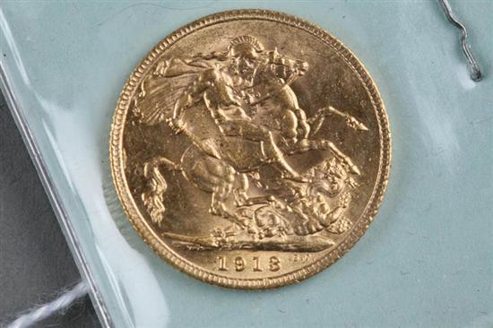 Appraisal: BRITISH GOLD SOVEREIGN George V on the obverse St George