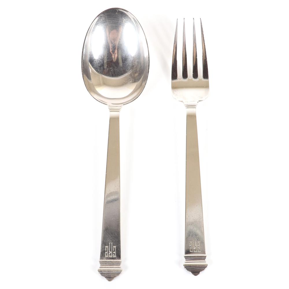 Appraisal: TIFFANY CO HAMPTON PATTERN SERVING SPOON AND FORK SALAD SET