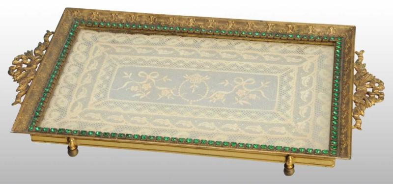 Appraisal: Brass Vanity Tray Description Marked Empire Art Company Includes green