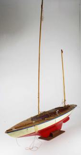 Appraisal: Pond Boat Sailing Model On Stand Mid th c pond