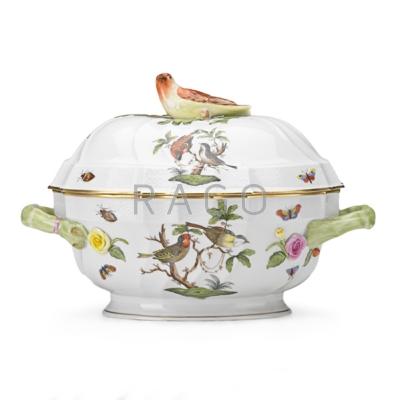 Appraisal: HEREND Porcelain tureen in the Rothschild Bird pattern with bird