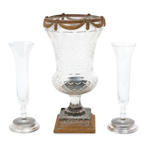 Appraisal: Three Continental Glass Vases th Century and Later comprising a