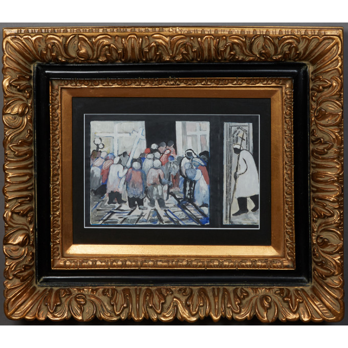 Appraisal: Emerson Bell - Louisiana Procession into Church oil on paper