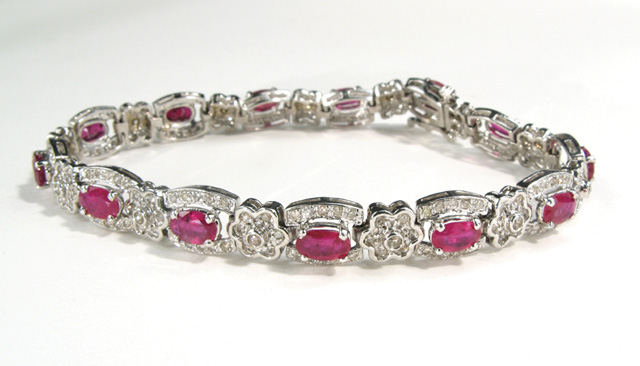 Appraisal: RUBY AND DIAMOND BRACELET The - bracelet is k white