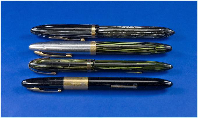 Appraisal: Sheaffer Four Sheaffer Balance pens - green striated long with