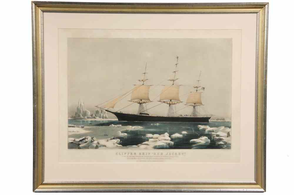 Appraisal: CURRIER HANDCOLORED LITHO - 'Clipper Ship ''Red Jacket'' by Nathaniel