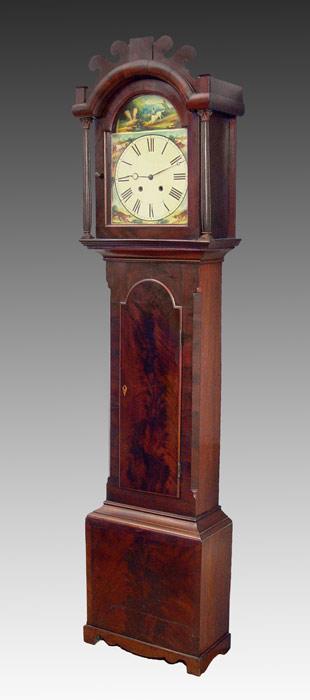 Appraisal: th C TALL CASE CLOCK Irish or Scottish Flame grained