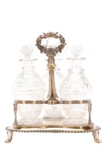 Appraisal: Rococo Revival Silverplate Tantalus Set American late th century A