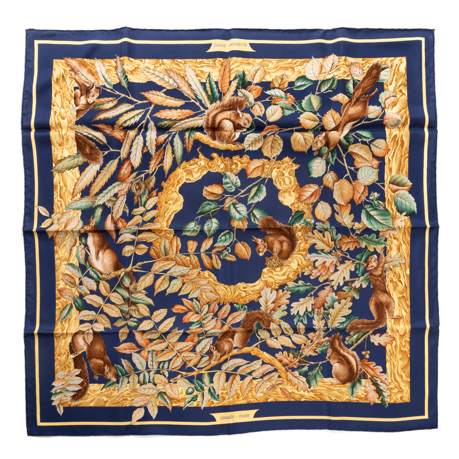 Appraisal: AN HERMES CASSE NOISETTE SCARF Navy and multicolor Hermes cm