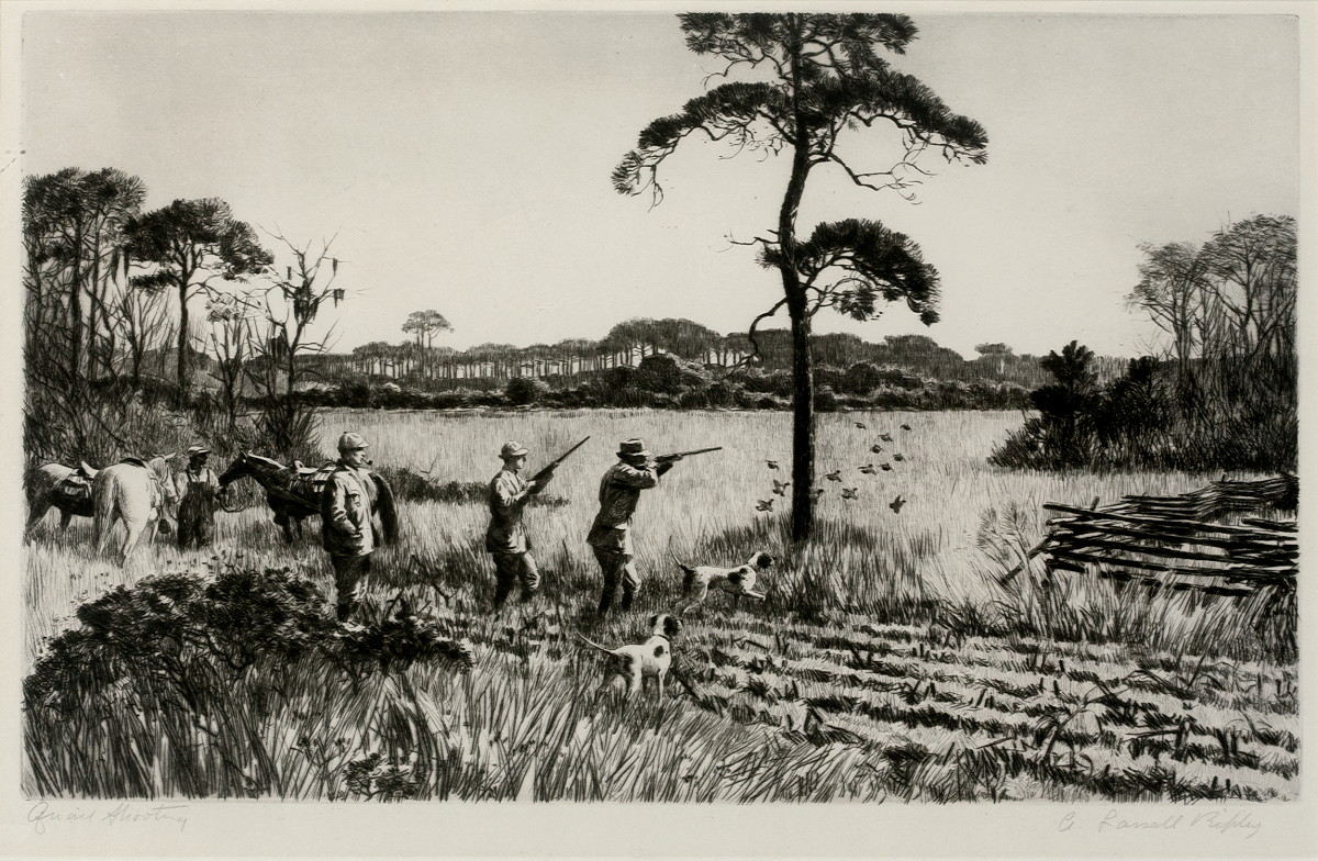 Appraisal: AIDEN LASSELL RIPLEY AMERICAN - QUAIL SHOOTING Etching on paper