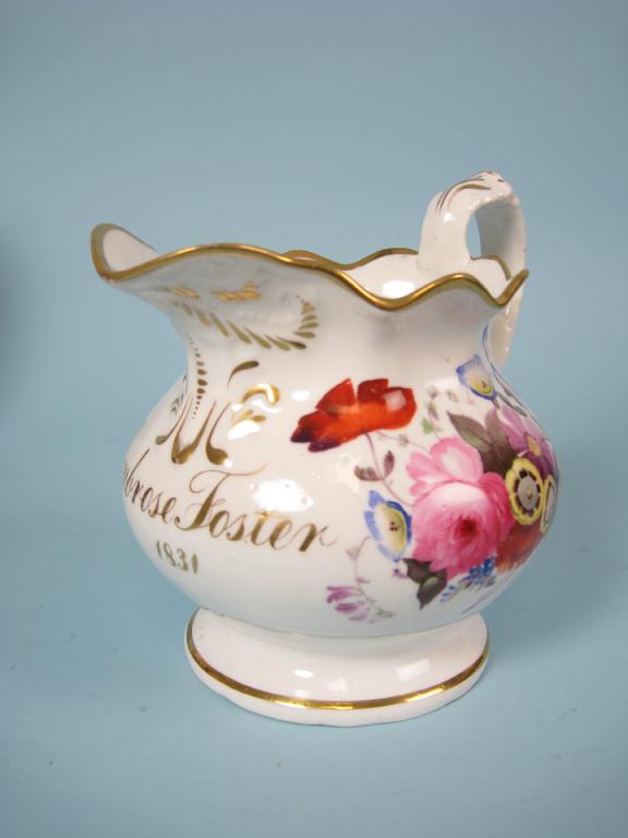 Appraisal: A th Century Coalport type Jug floral painted and named