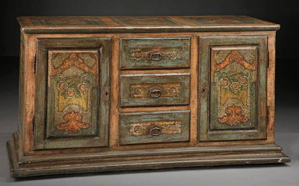 Appraisal: A Louis XVI style polychrome decorated buffet late th century