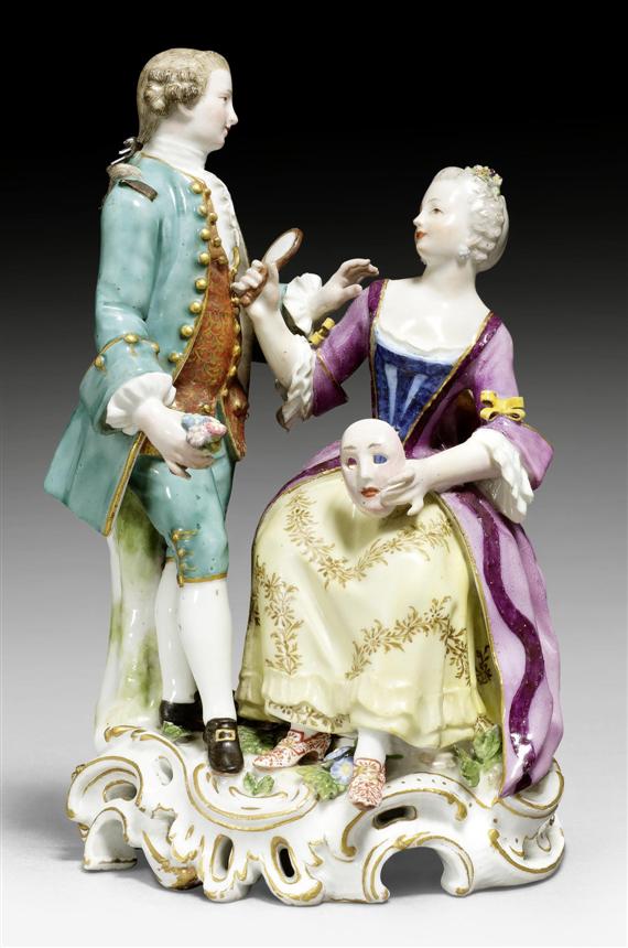 Appraisal: GENTLEMAN WITH LADY GROUP MEISSEN CIRCA Underglaze blue sword mark