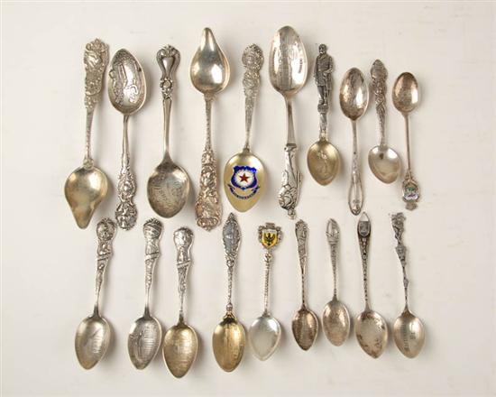 Appraisal: A Large Lot of Sterling Souvenir Spoons all American except