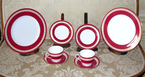 Appraisal: Title Partial Spode Dinner Service with gold and maroon border