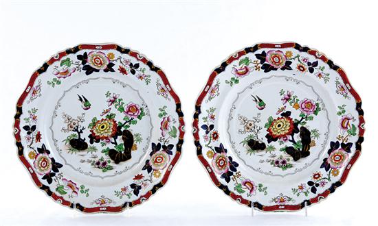 Appraisal: Set English ironstone tranferware plates circa scalloped rim decorated with