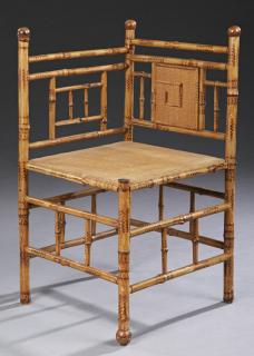 Appraisal: Anglo Indian Bamboo Corner Chair c with a woven sea